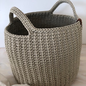 Crochet Basket, Storing Basket, Large Crochet Basket Storage, Natural Linen Basket, Laundry Basket, Nursery Basket, Home Decor, Crocheted image 3