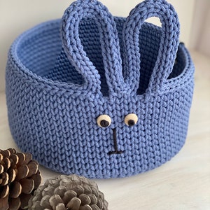 Crochet bunny basket, Crochet basket, Storage baskets, Nursery storage, Toys storage basket image 4