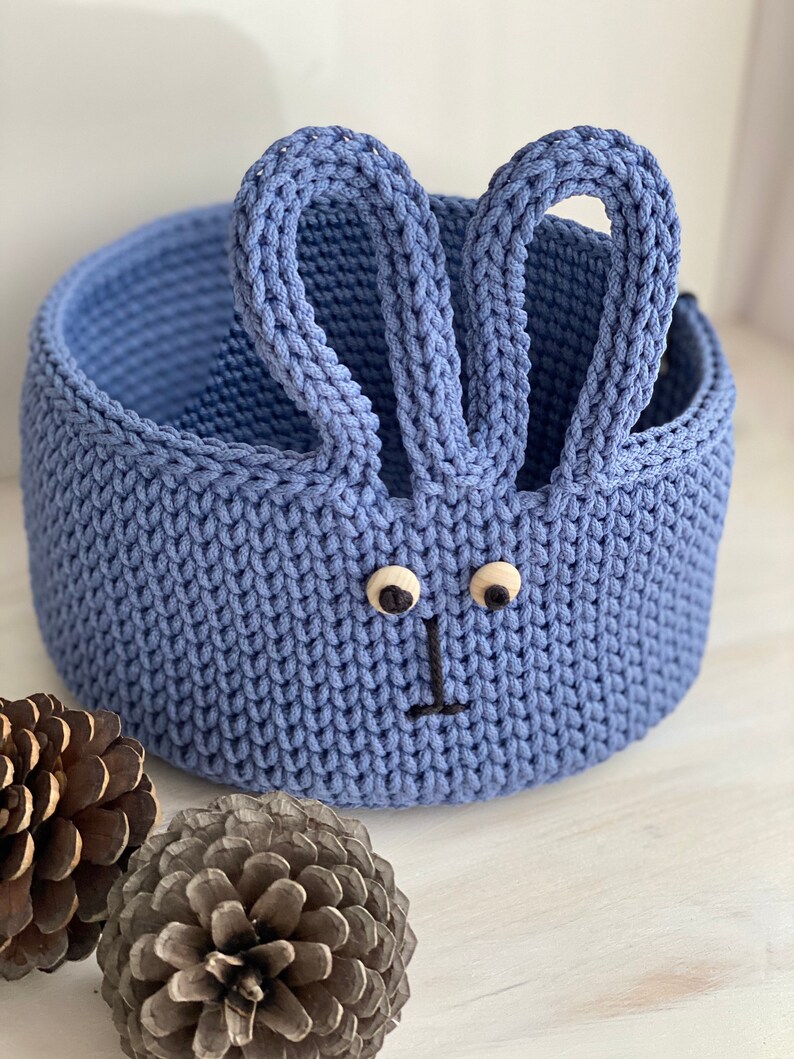 Crochet bunny basket, Crochet basket, Storage baskets, Nursery storage, Toys storage basket image 4