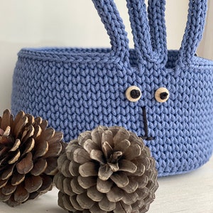 Crochet bunny basket, Crochet basket, Storage baskets, Nursery storage, Toys storage basket image 2