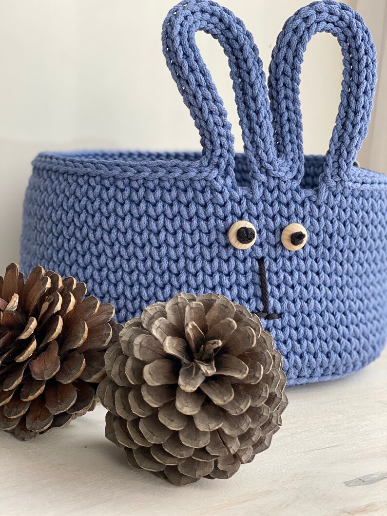 Crochet bunny basket, Crochet basket, Storage baskets, Nursery storage, Toys storage basket image 2