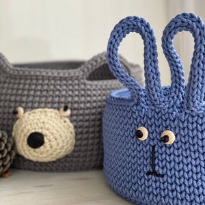 Crochet bunny basket, Crochet basket, Storage baskets, Nursery storage, Toys storage basket image 5