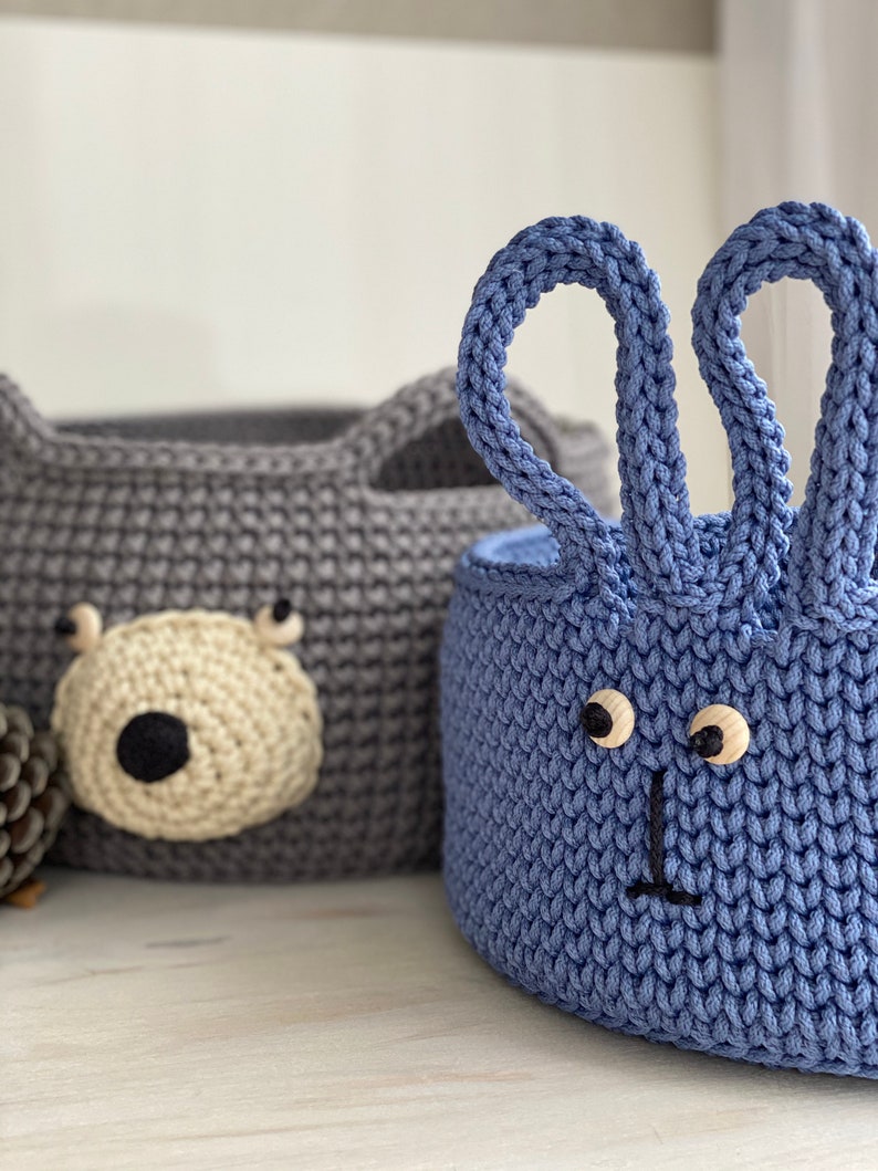 Crochet bunny basket, Crochet basket, Storage baskets, Nursery storage, Toys storage basket image 5