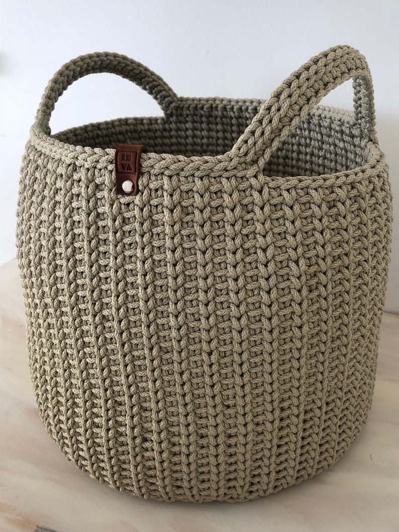 Crochet Basket, Storing Basket, Large Crochet Basket Storage, Natural Linen Basket, Laundry Basket, Nursery Basket, Home Decor, Crocheted image 6