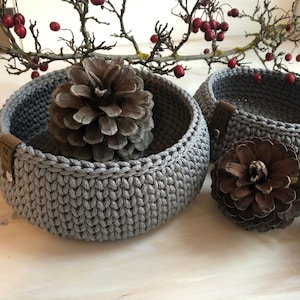 Crochet Baskets Set, Crochet Basket Storage, Handmade Basket, Crochet Housewarming, Gift, Table Decor, Nursery Child Room Basket