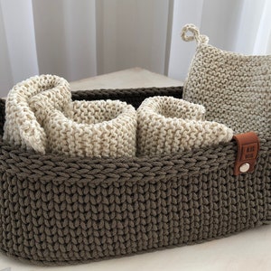 Crochet basket with handles, Storage basket, Handmade basket, Home storage, Home decor, Craft storage, Gift, Storage, Toys storage image 4