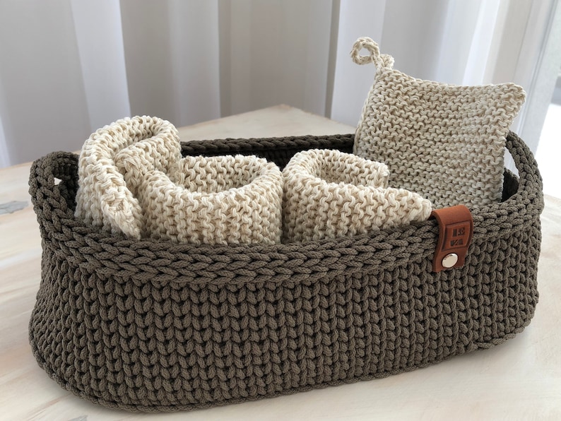 Crochet Basket Handles Storage Basket Handmade Basket Home Etsy