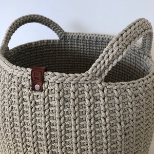 Crochet Basket, Storing Basket, Large Crochet Basket Storage, Natural Linen Basket, Laundry Basket, Nursery Basket, Home Decor, Crocheted image 8