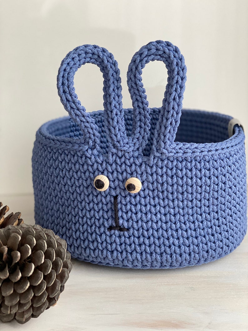 Crochet bunny basket, Crochet basket, Storage baskets, Nursery storage, Toys storage basket image 1