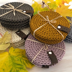 Crochet coasters, set of 4, handmade crochet coasters, table decor, gift, coffee coasters set , tea coasters set, interior detail