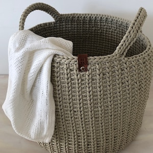 Crochet Basket, Storing Basket, Large Crochet Basket Storage, Natural Linen Basket, Laundry Basket, Nursery Basket, Home Decor, Crocheted image 9