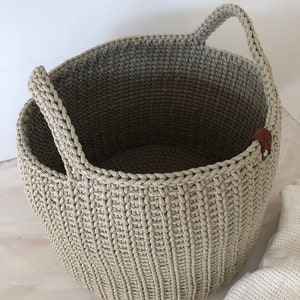 Crochet Basket, Storing Basket, Large Crochet Basket Storage, Natural Linen Basket, Laundry Basket, Nursery Basket, Home Decor, Crocheted image 5