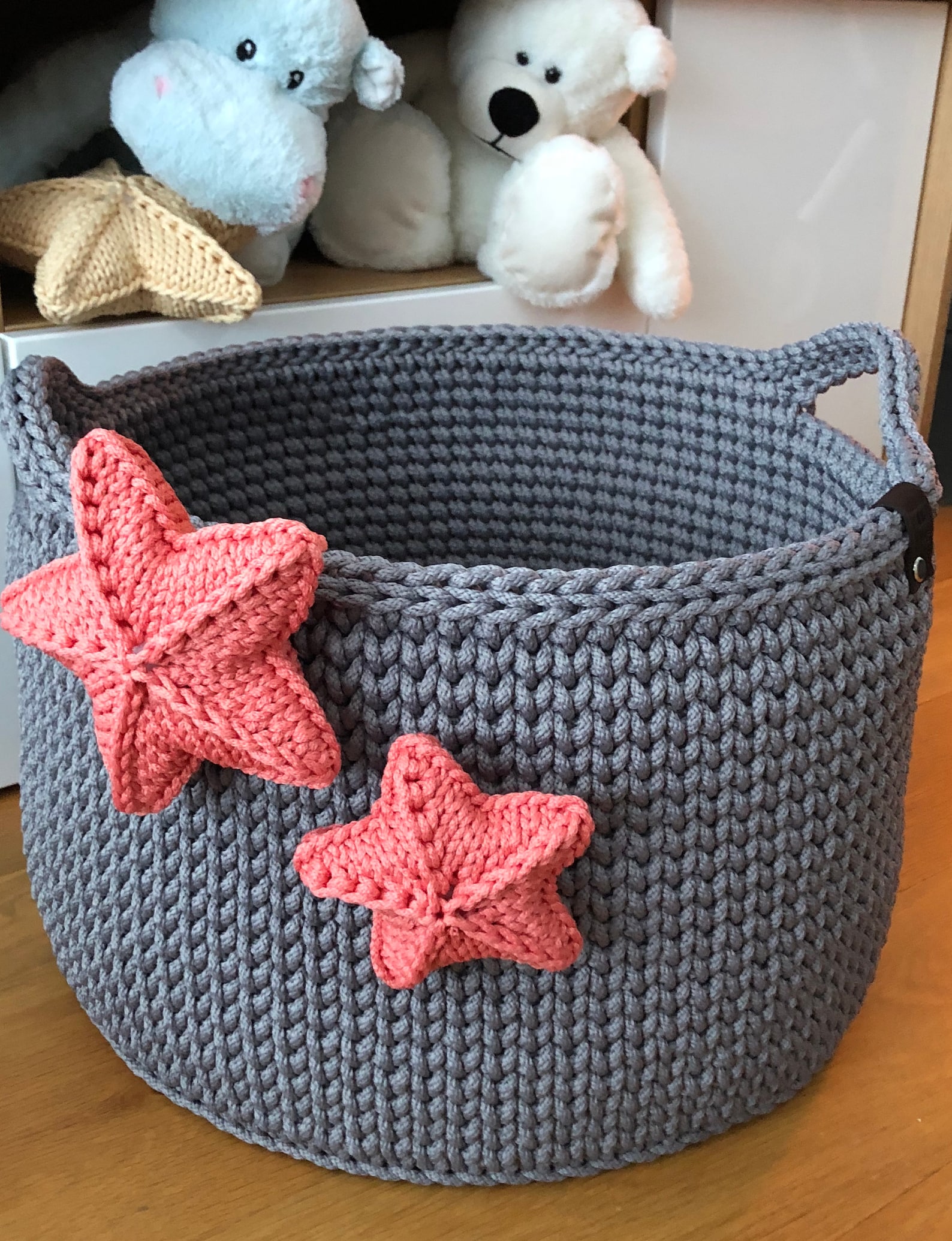 Crochet Basket Handles Storage Basket Handmade Basket Home Etsy