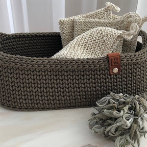 Crochet basket with handles, Storage basket, Handmade basket, Home storage, Home decor, Craft storage, Gift, Storage, Toys storage image 1