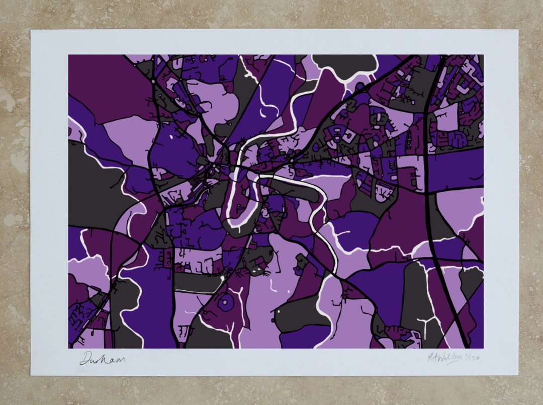 Durham UK Art Map Limited Edition Contemporary Giclée Print Etsy UK