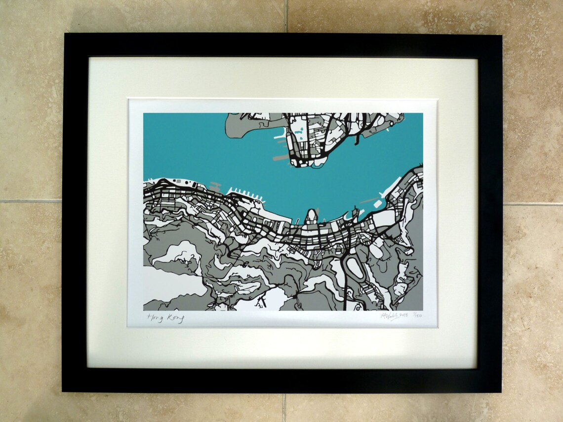 Hong Kong Art Map Limited Edition Contemporary Giclée Print Etsy UK