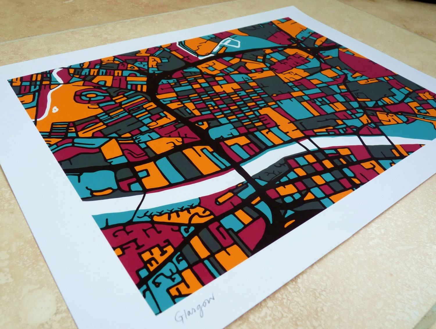 Glasgow Art Map Limited Edition Contemporary Giclée Print Etsy UK