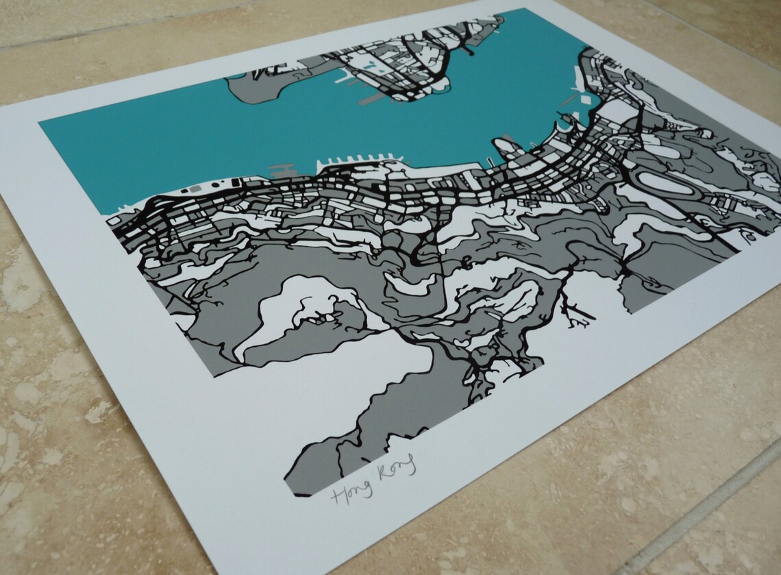 Hong Kong Art Map Limited Edition Contemporary Giclée Print Etsy UK