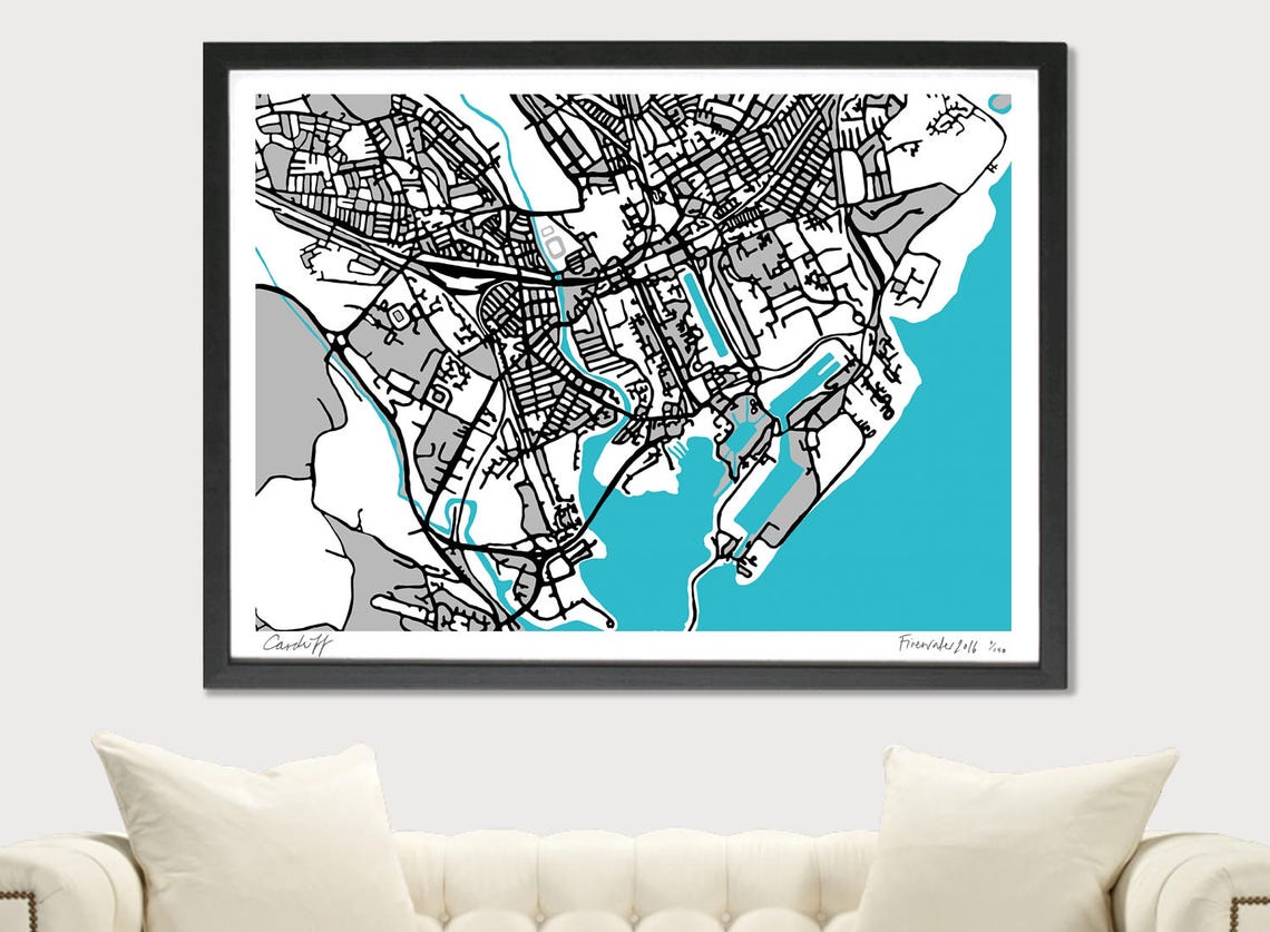 Cardiff Art Map Limited Edition Contemporary Giclée Print - Etsy
