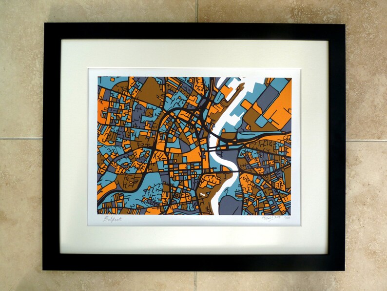 Belfast Art Map Limited Edition Contemporary Giclée Print Etsy UK