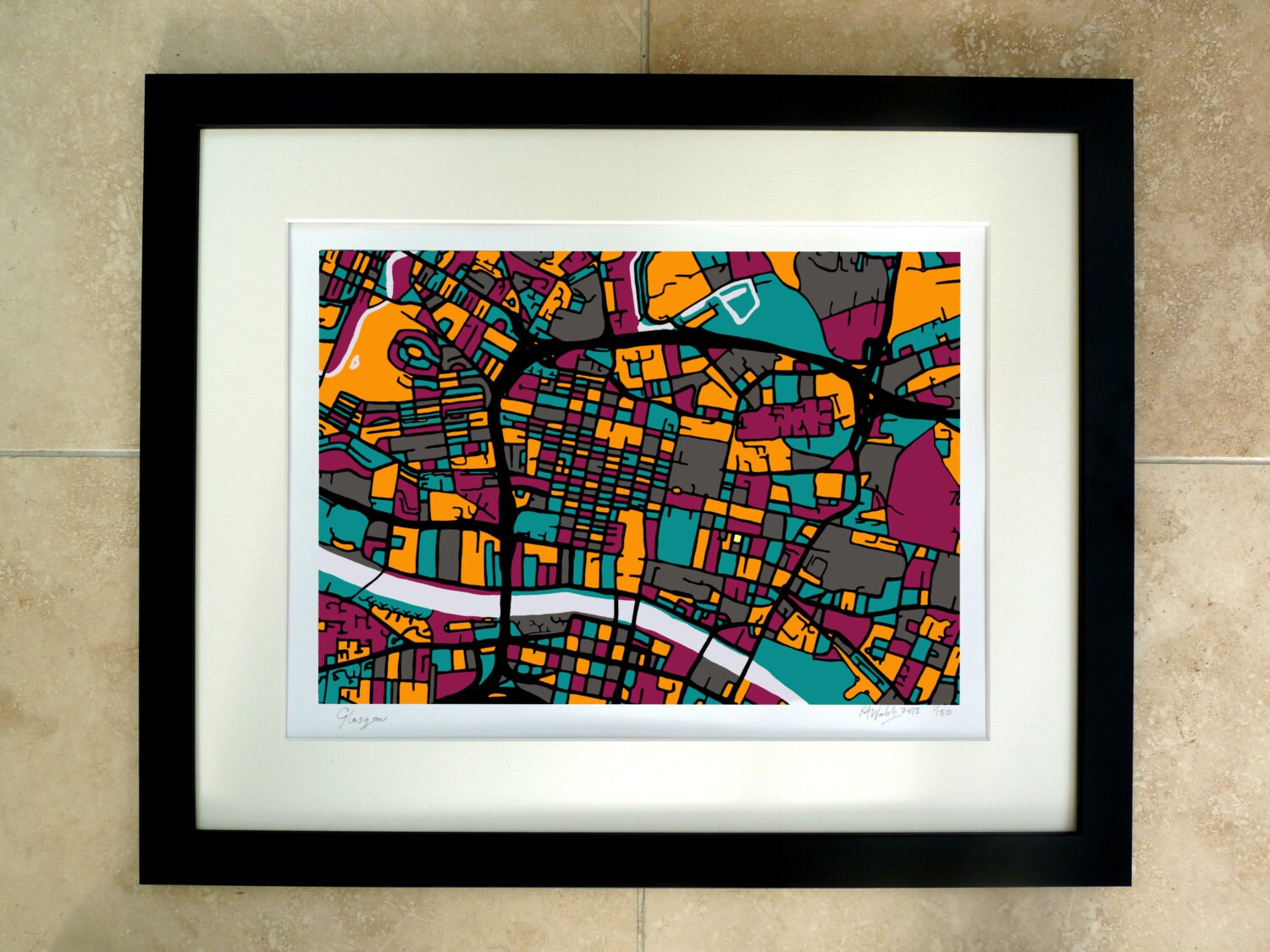 Glasgow Art Map Limited Edition Contemporary Giclée Print Etsy