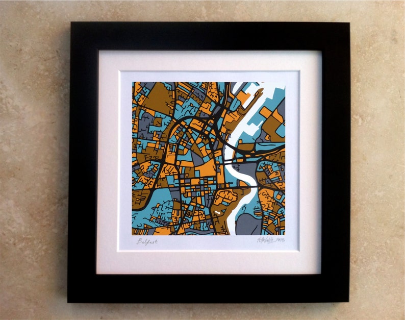 Belfast Art Map Limited Edition Contemporary Giclée Print Etsy UK