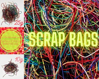 Scrap bags of mixed coloured purl wires for goldwork embroidery (seconds)