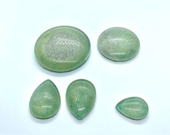 Set of 5 Hand Painted Glass Cabochons for Jewellery Making, Bead Embroidery, Beadweaving