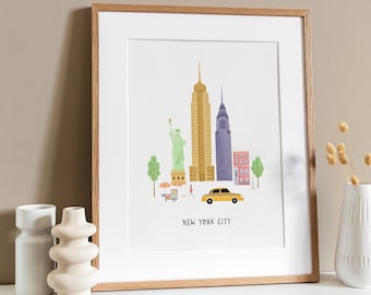 Stampa artistica di New York, Poster di New York, Stampa personalizzata di New York, Manhattan Wall Art, Regalo di New York, Regalo di viaggio, Regalo di fidanzamento, Regalo di New York
