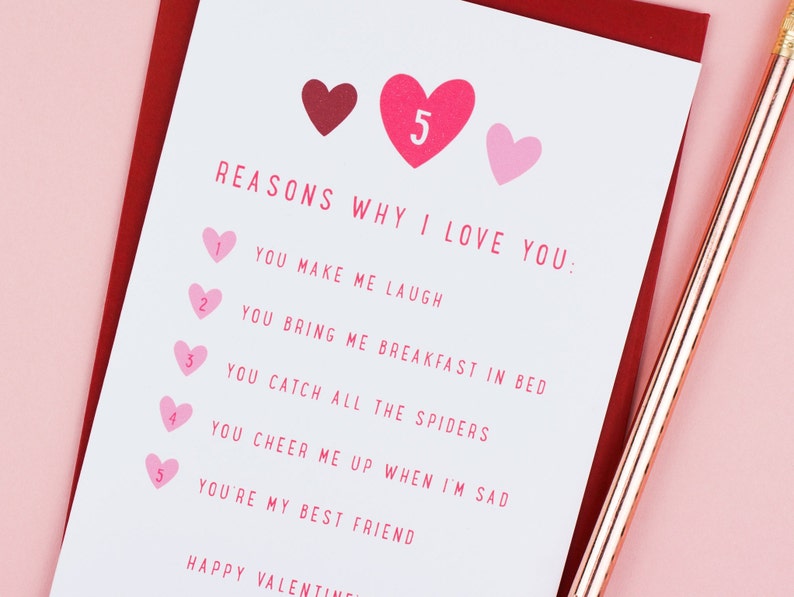 Razones por las que te amo tarjeta tarjeta de San Valentín | Etsy