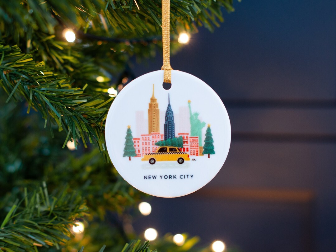 Personalised New York City Christmas Ornament Ceramic Tree - Etsy UK