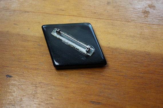 Art Deco Early Plastic Bakelite Era Pin with Rhin… - image 2