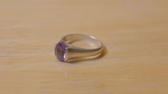 Vintage Sterling Silver and Faceted Amethyst Ring - image 5