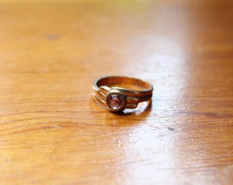 Art Deco Gold Tone Amethyst Ring