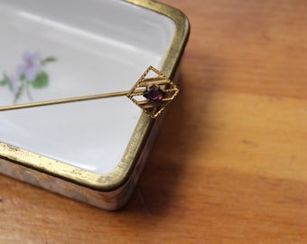 Art Nouveau Stickpin with Amethyst Paste Stone