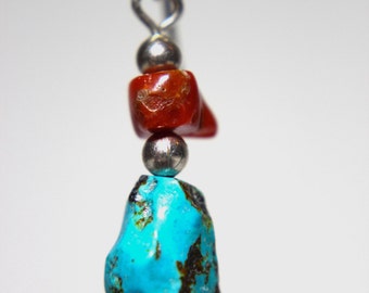 SALE- Handcrafted Sterling Silver Earrings with Coral and Turquoise beads