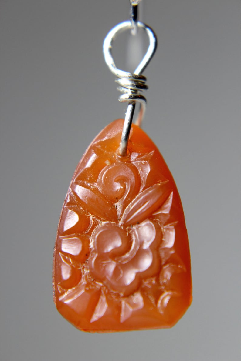 SALE Art Deco Glass Carnelian and Sterling Silver Earrings - Etsy
