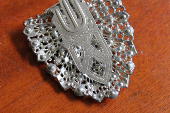 Art Deco Silver Tone Dress Clip With Rhinestones - image 3