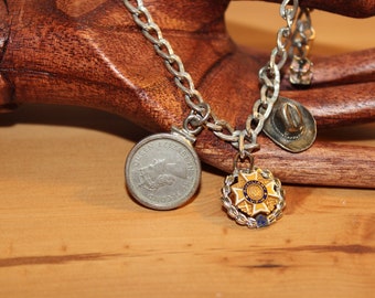 Vintage White Gold Filled Charm Bracelet