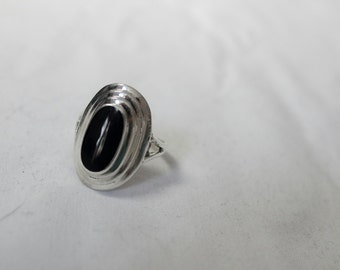 Vintage Sterling Silver Ring with Black Onyx