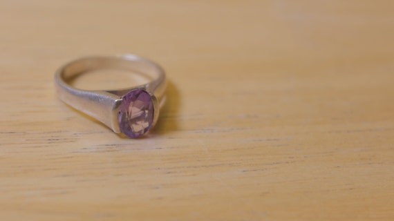 Vintage Sterling Silver and Faceted Amethyst Ring - image 1