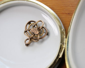 Victorian Gold Tone Monogrammed Watch Pin