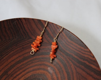 Gold Filled Earrings With Branch Coral