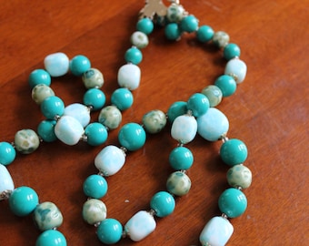 VIntage Blue Glass Bead Necklace