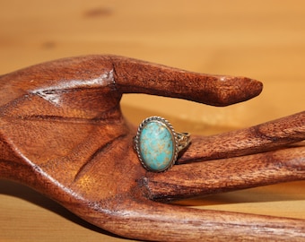 Art Nouveau Sterling Silver Ring with Amazonite