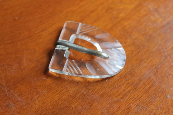 Art Deco Clear Glass Buckle - image 1