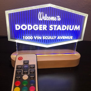 Welcome to Dodger Stadium LED Sign – Los Angeles Dodgers Neon Light for Man Cave, Bar, Game Room – MLB Baseball Wall Decor Gift