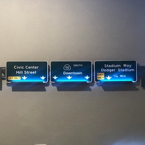 Dodger Stadium Freeway Sign – Los Angeles Dodgers Highway Sign Replica – Baseball Man Cave Decor, MLB Wall Art, Dodgers Gift