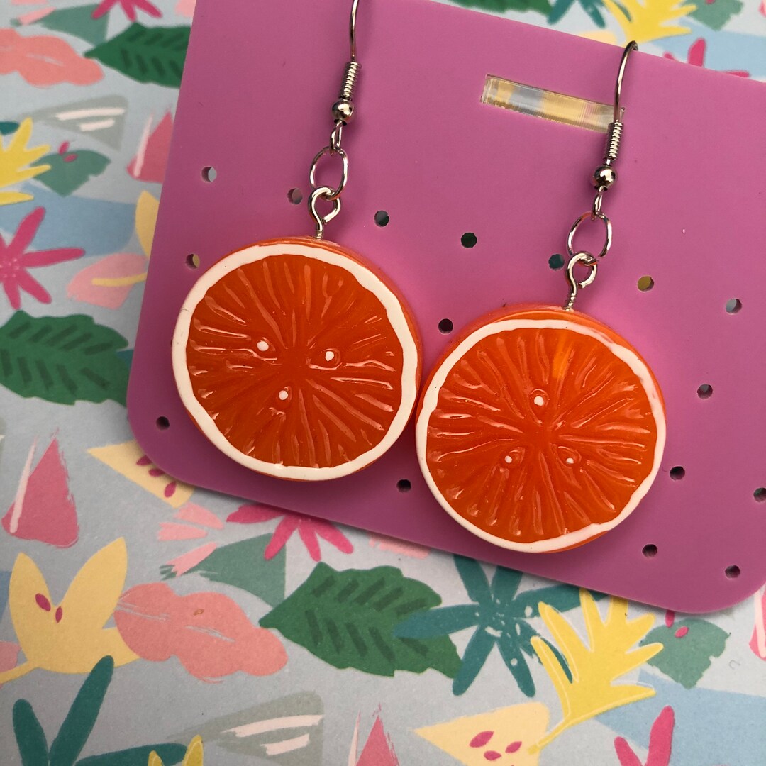 EARRINGS DANGLE Fruit Slice Earrings Orange Slice Etsy