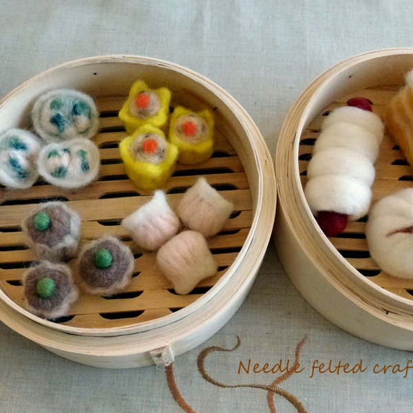 Reserved Listing for SM- Needle felted assorted Dim Sum set